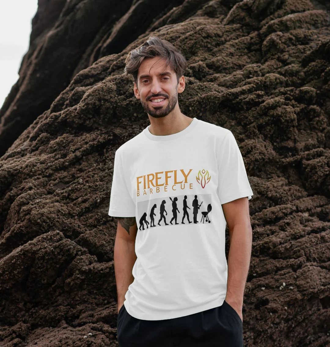 Evolution of BBQ – Men’s Funny Grill T‑Shirt (Organic) - Image 3