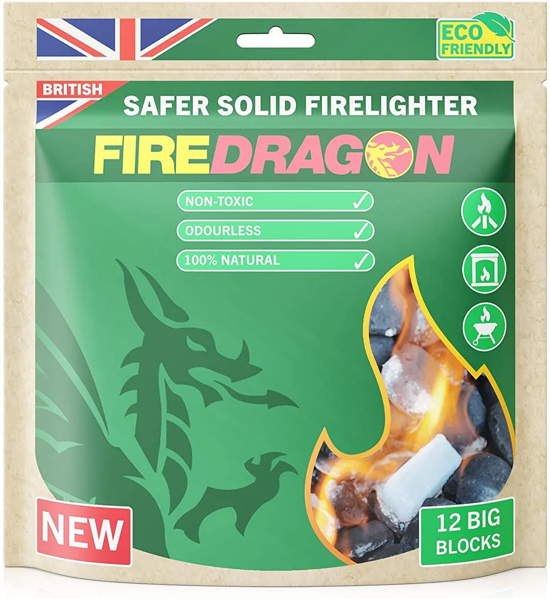 Eco-friendly Fire Dragon Firelighter - 12 Big Block Pouch - Image 6