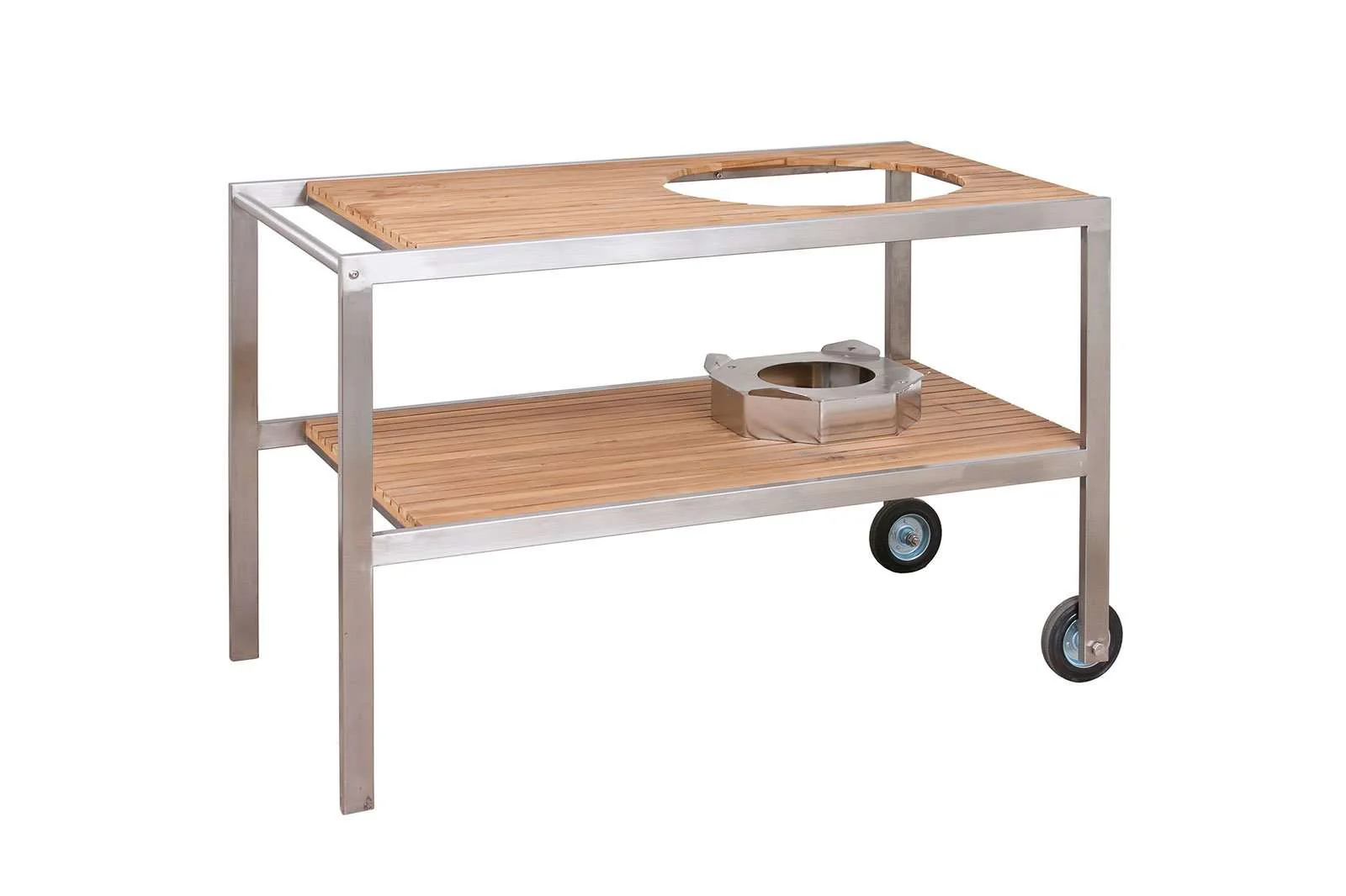 Monolith .66 LeChef Stainless Steel Teakwood Grill Table - Image 4