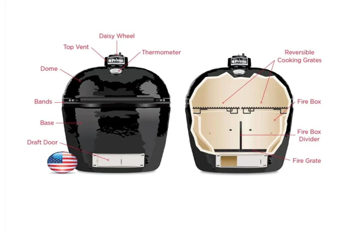 Primo Grills Oval LG 300 Kamado BBQ - All-in-One - Image 3