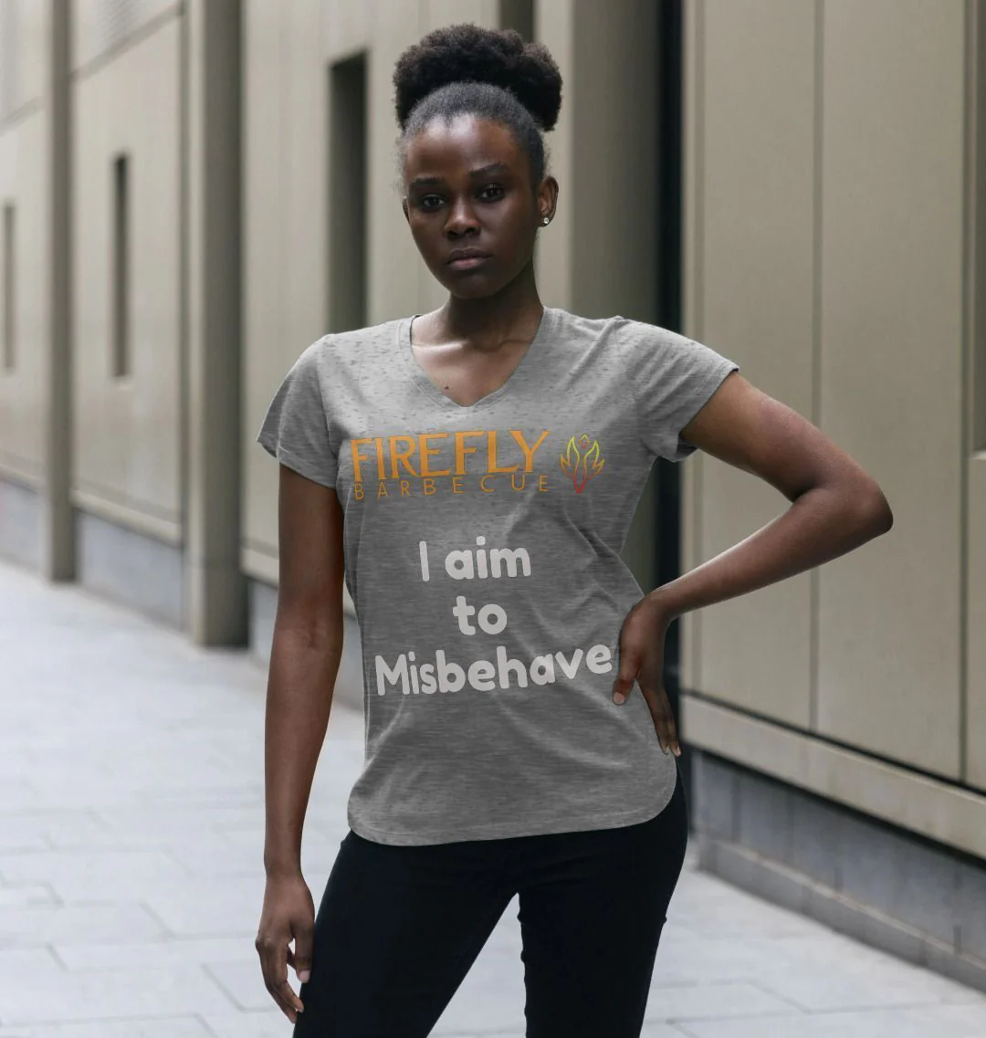 Firefly “I Aim to Misbehave” – Women’s V‑Neck T‑Shirt (Organic) - Image 3